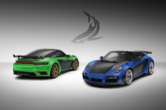 Blue Turbo S Cabrio and Green Turbo S Coupe